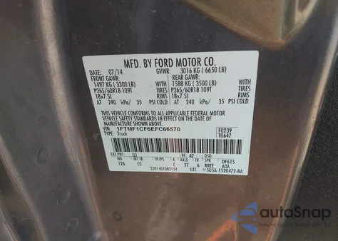 2014 Ford F-150 Stx from USA, damaged, VIN 1FTMF1CF6EFC66570